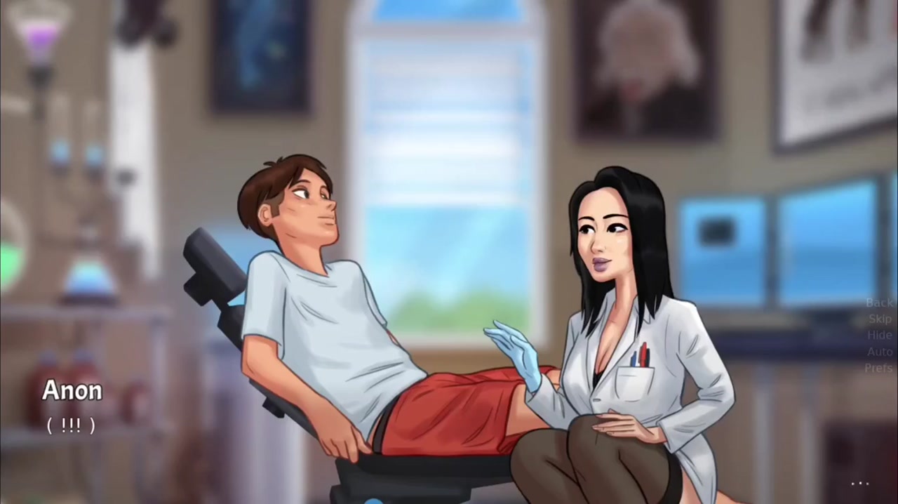 Nurse Miss Okita finds Anon's monster cock in his pants - Summer Time Saga gameplay