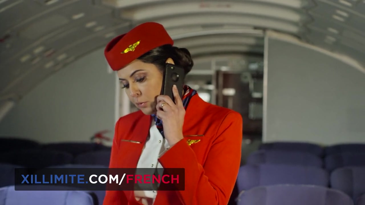 Horny Flight Attendant Blowjob and Creampie in Airplane Bathroom