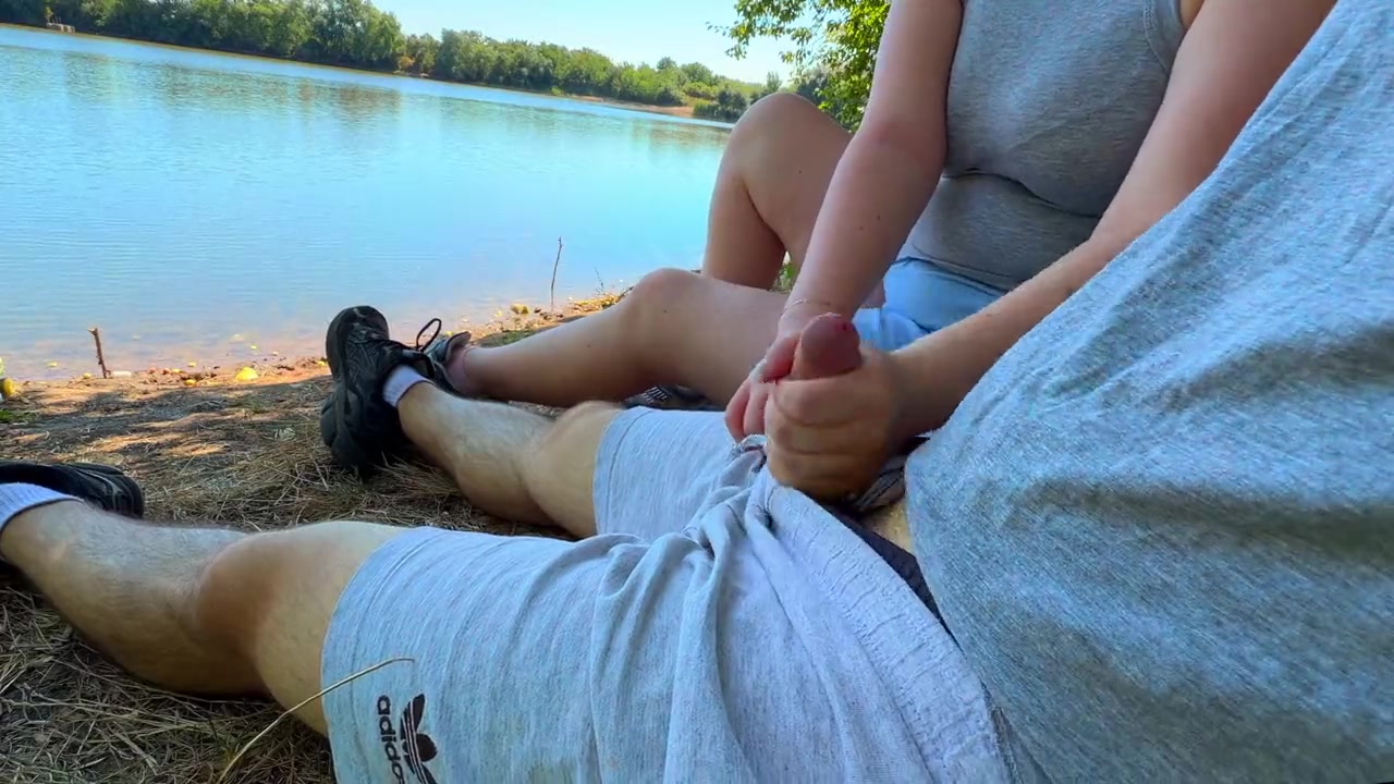 Slutty Bitch on Beach Gets Dick Flash and Gives Risky Public Handjob